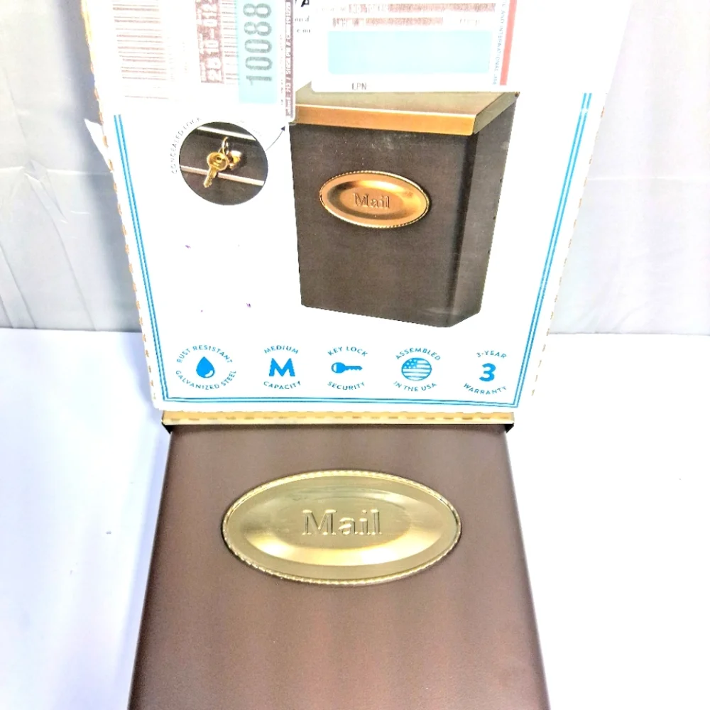 Architectural Designer Galvanized Bronze Top Load Wall Mount Locking NWB Mailbox - Picture 11 of 11